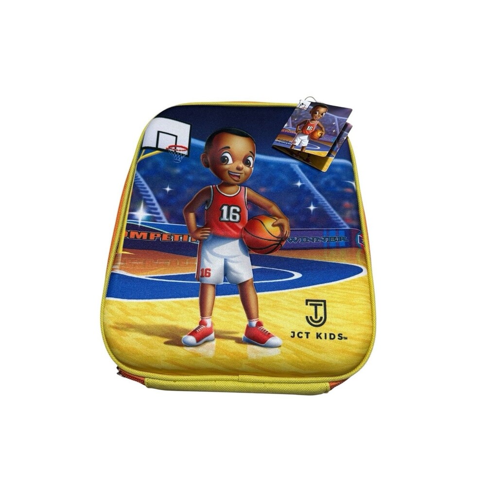 Kids Basketball 3D Insulated Lunch Box Yellow Blue NWT JCT Kids